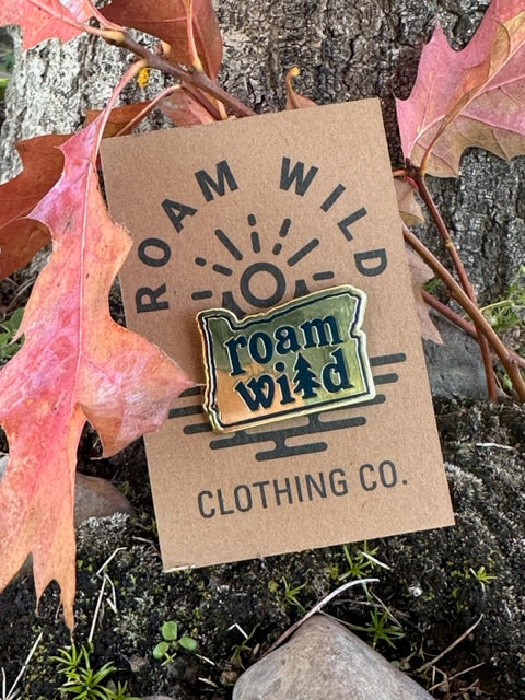 Roam Wild in Oregon Enamel Pin in Light Gold